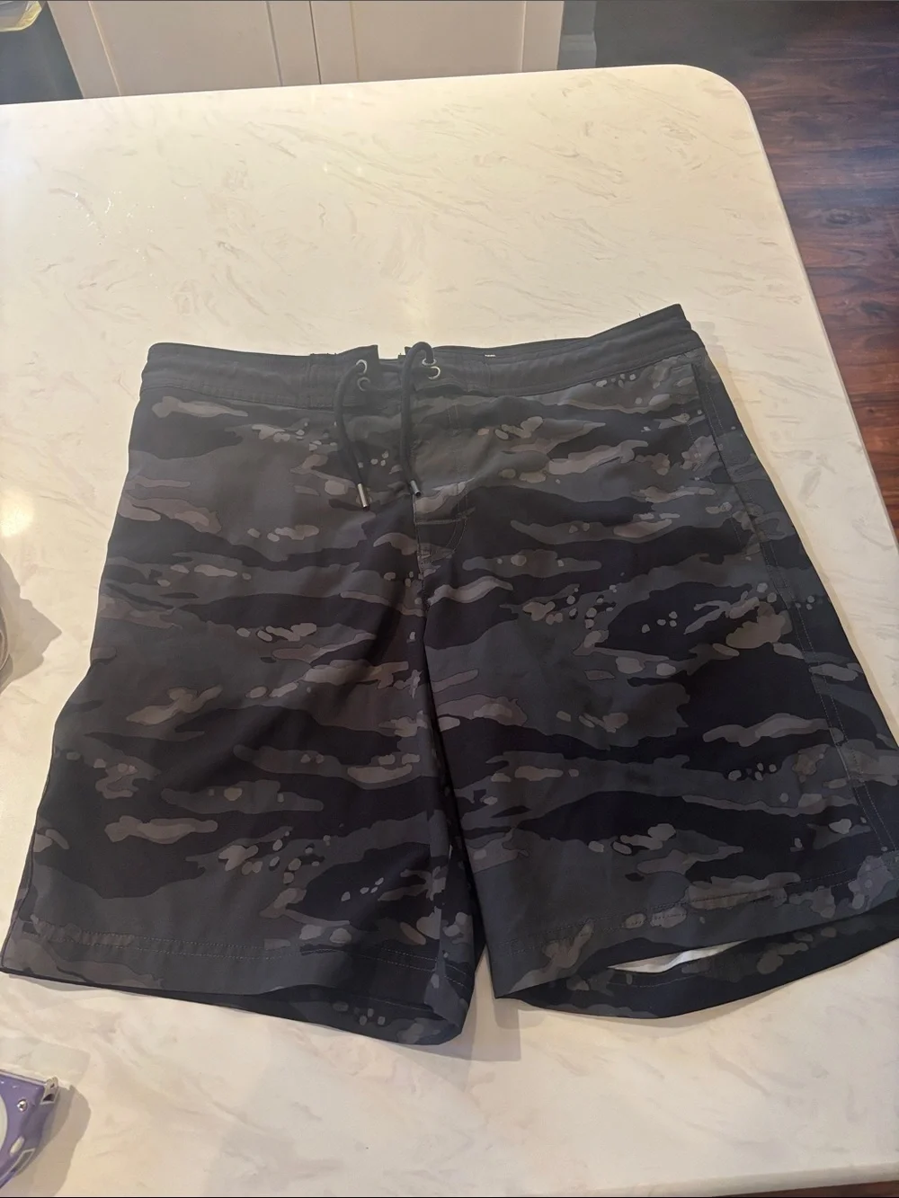 Men's Black Camo Swim Trunks